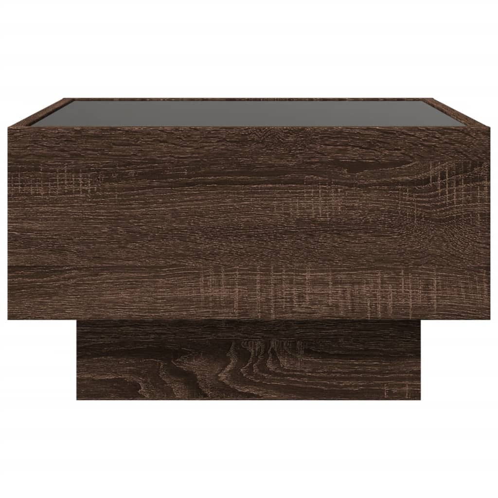 Table basse avec LED chêne marron 50x50x30 cm bois d'ingénierie Tables basses vidaXL   