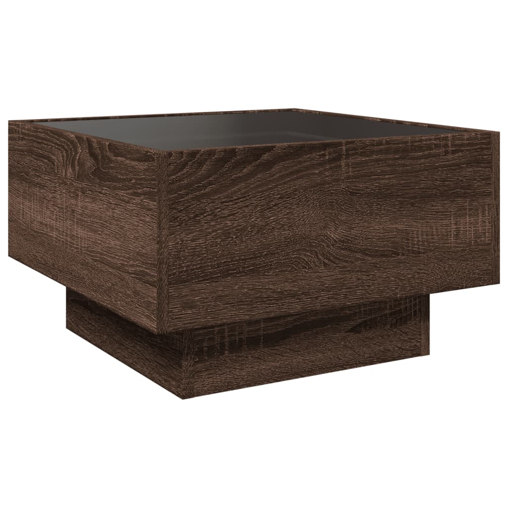 Table basse avec LED chêne marron 50x50x30 cm bois d'ingénierie Tables basses vidaXL   