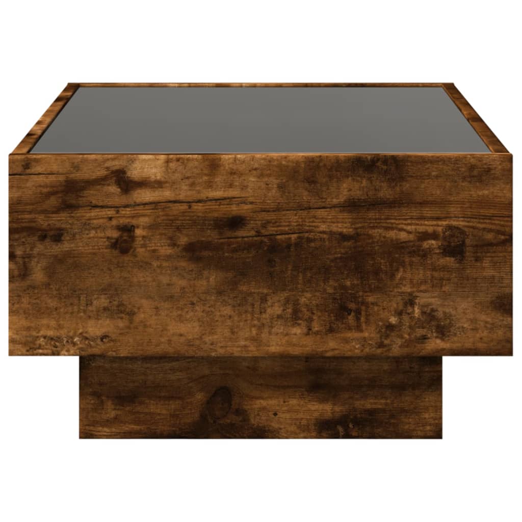 Table basse avec LED chêne fumé 70x50x30 cm bois d'ingénierie Tables basses vidaXL   