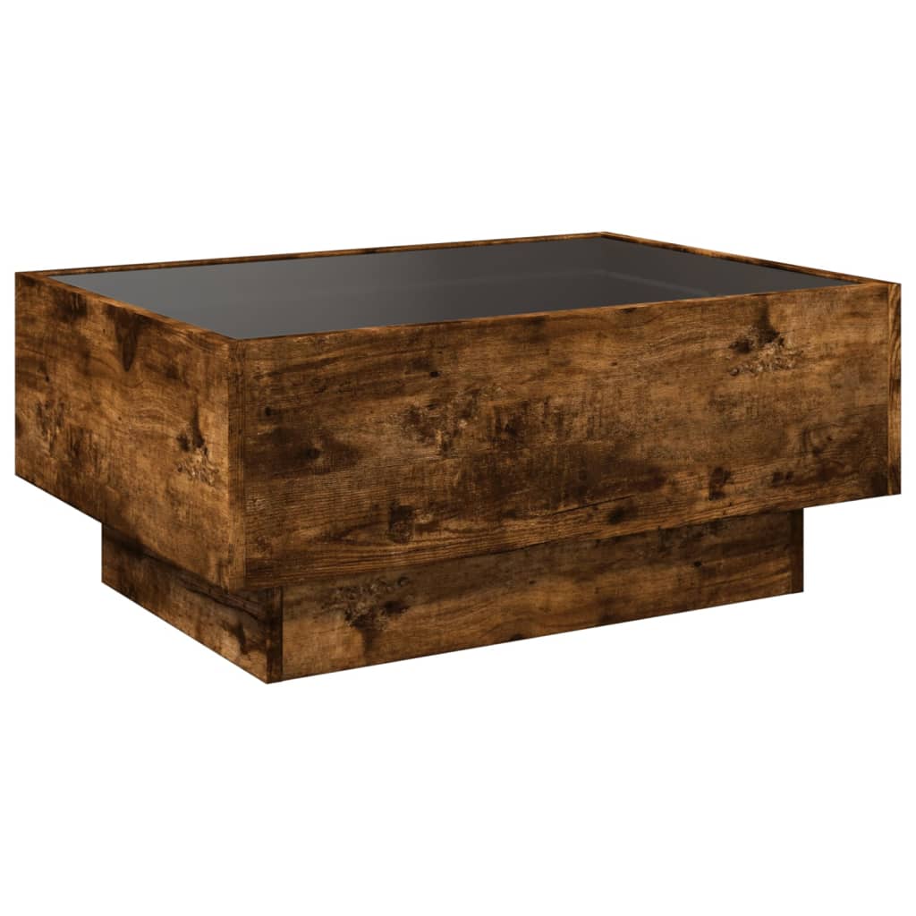 Table basse avec LED chêne fumé 70x50x30 cm bois d'ingénierie Tables basses vidaXL   