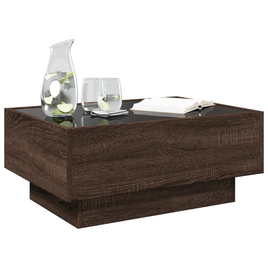 Table basse avec LED chêne marron 70x50x30 cm bois d'ingénierie Tables basses vidaXL   