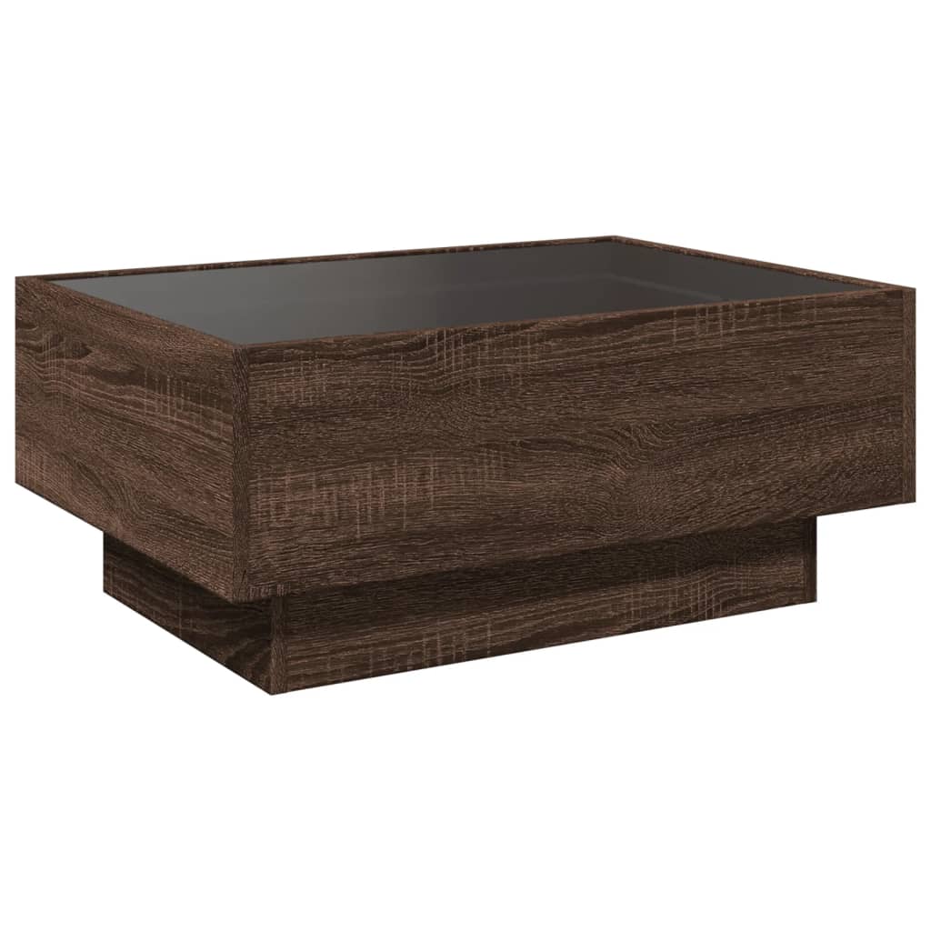 Table basse avec LED chêne marron 70x50x30 cm bois d'ingénierie Tables basses vidaXL   