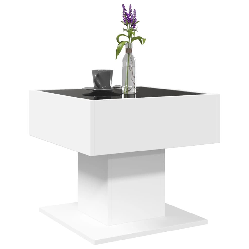 Table basse avec LED blanc 50x50x45 cm bois d'ingénierie Tables basses vidaXL   