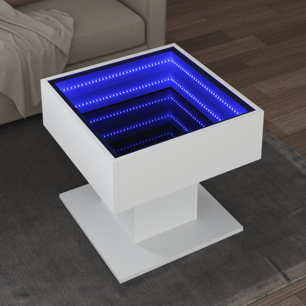 Table basse avec LED blanc 50x50x45 cm bois d'ingénierie Tables basses vidaXL   