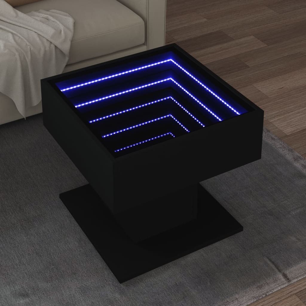 Table basse avec LED noir 50x50x45 cm bois d'ingénierie Tables basses vidaXL   