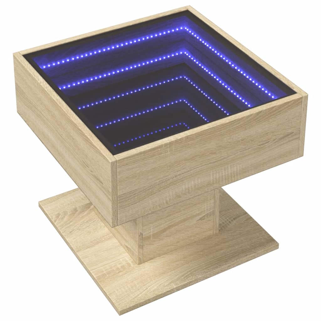 Table basse avec LED chêne sonoma 50x50x45 cm bois d'ingénierie Tables basses vidaXL   