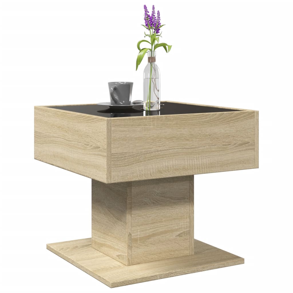 Table basse avec LED chêne sonoma 50x50x45 cm bois d'ingénierie Tables basses vidaXL   