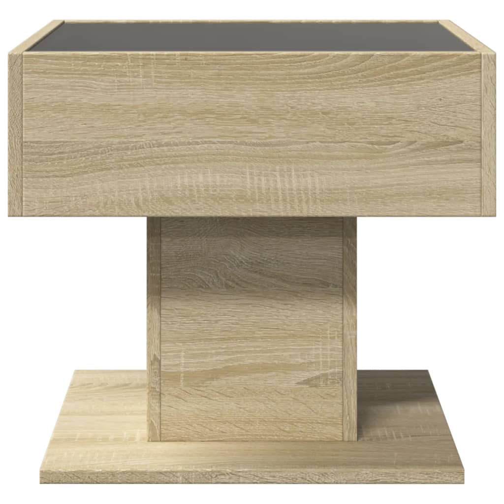 Table basse avec LED chêne sonoma 50x50x45 cm bois d'ingénierie Tables basses vidaXL   