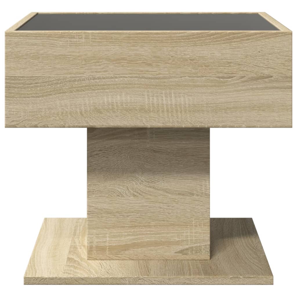 Table basse avec LED chêne sonoma 50x50x45 cm bois d'ingénierie Tables basses vidaXL   