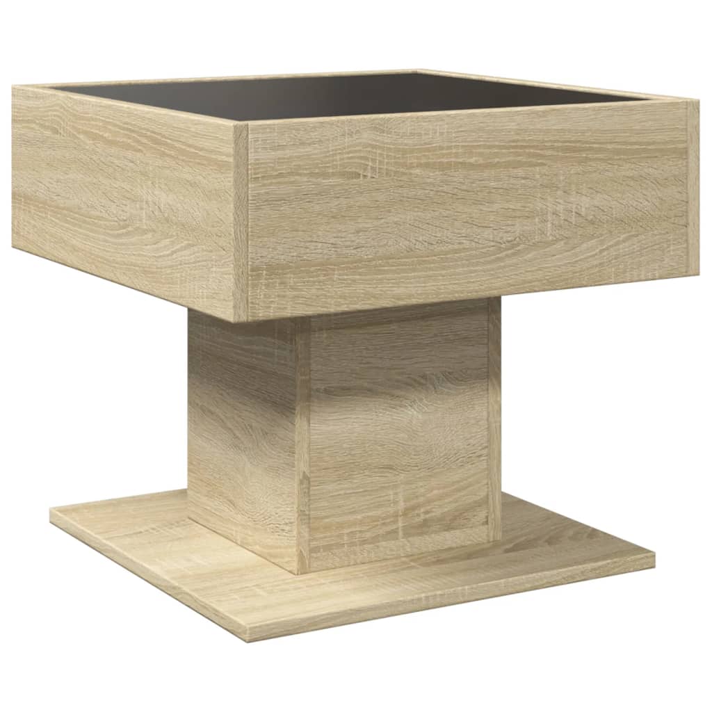 Table basse avec LED chêne sonoma 50x50x45 cm bois d'ingénierie Tables basses vidaXL   