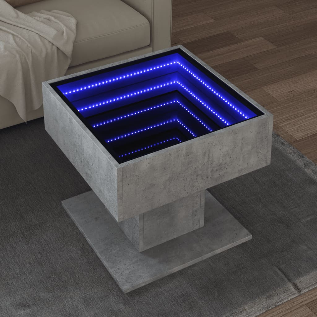 Table basse avec LED gris béton 50x50x45 cm bois d'ingénierie Tables basses vidaXL   