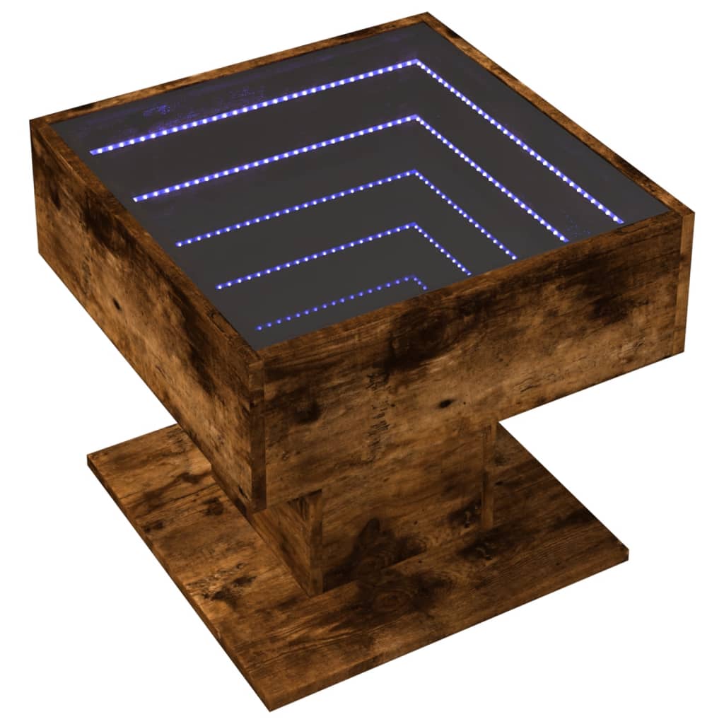 Table basse avec LED chêne fumé 50x50x45 cm bois d'ingénierie Tables basses vidaXL   