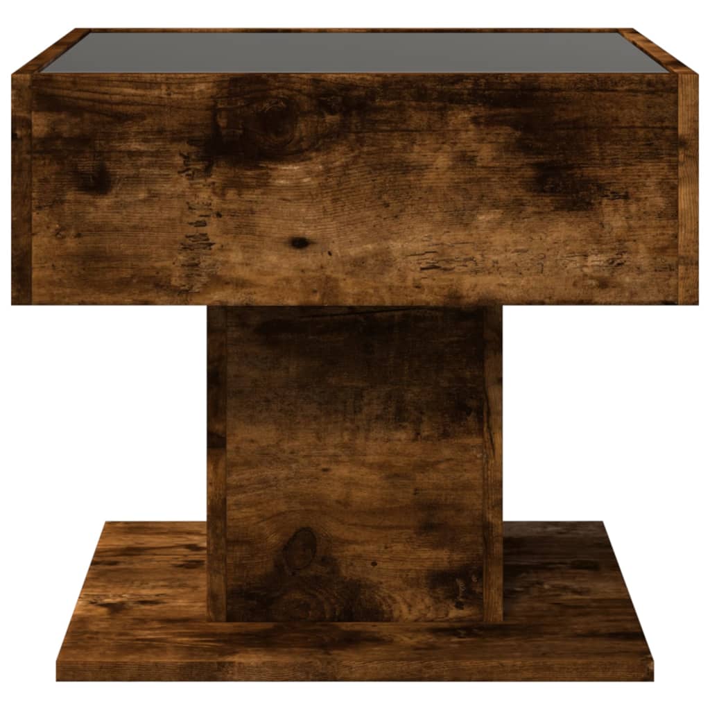 Table basse avec LED chêne fumé 50x50x45 cm bois d'ingénierie Tables basses vidaXL   