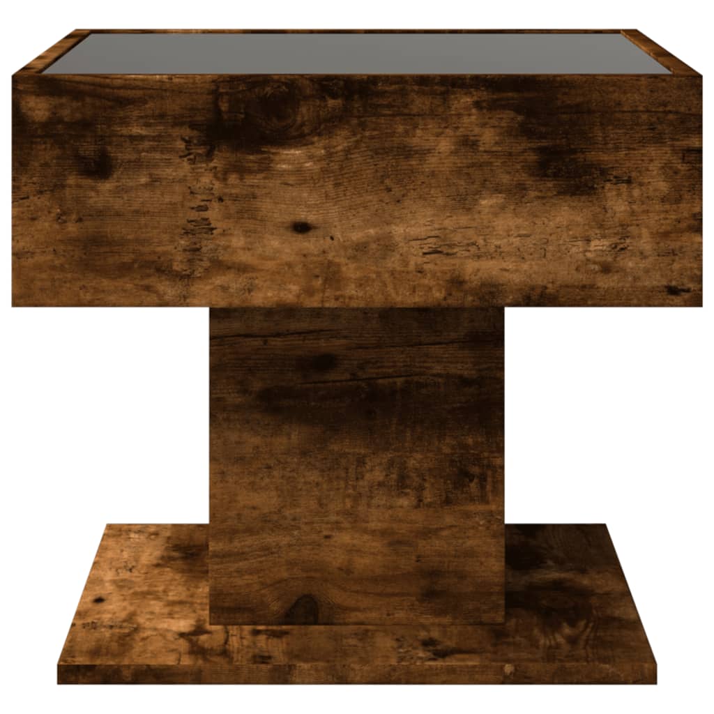 Table basse avec LED chêne fumé 50x50x45 cm bois d'ingénierie Tables basses vidaXL   