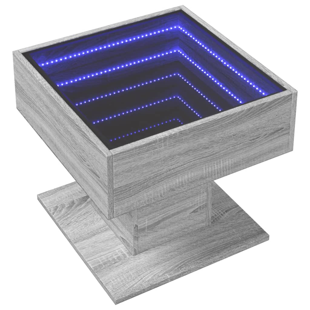 Table basse avec LED sonoma gris 50x50x45 cm bois d'ingénierie Tables basses vidaXL   