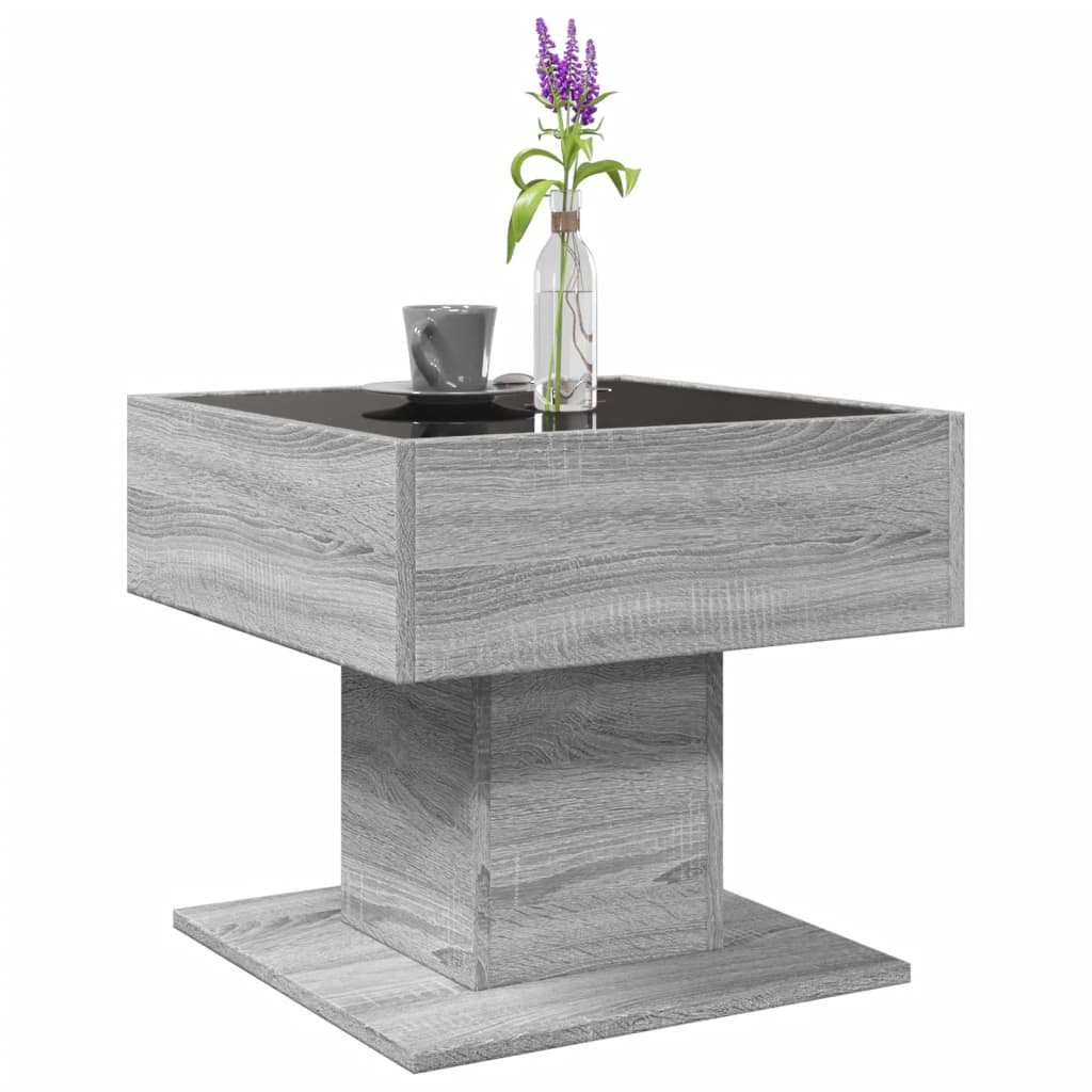 Table basse avec LED sonoma gris 50x50x45 cm bois d'ingénierie Tables basses vidaXL   