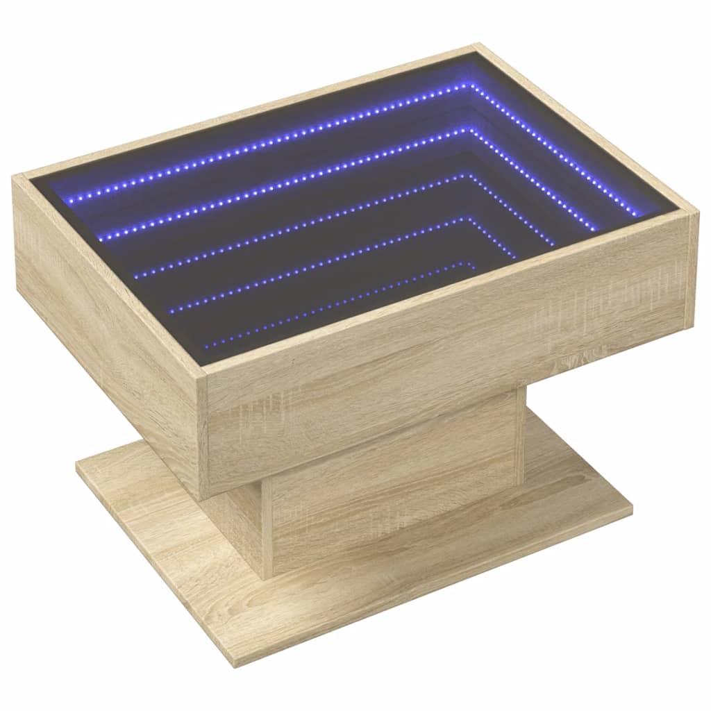 Table basse avec LED chêne sonoma 70x50x45 cm bois d'ingénierie Tables basses vidaXL   