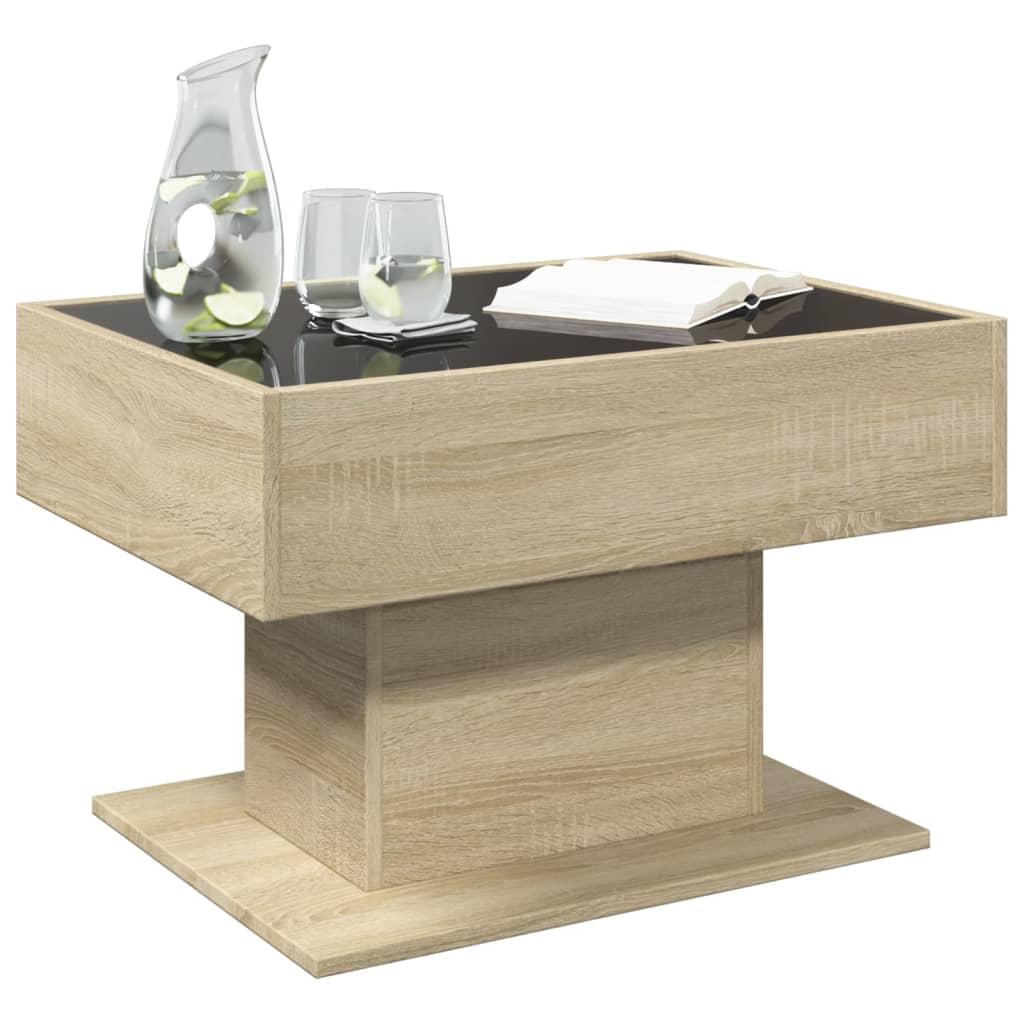 Table basse avec LED chêne sonoma 70x50x45 cm bois d'ingénierie Tables basses vidaXL   