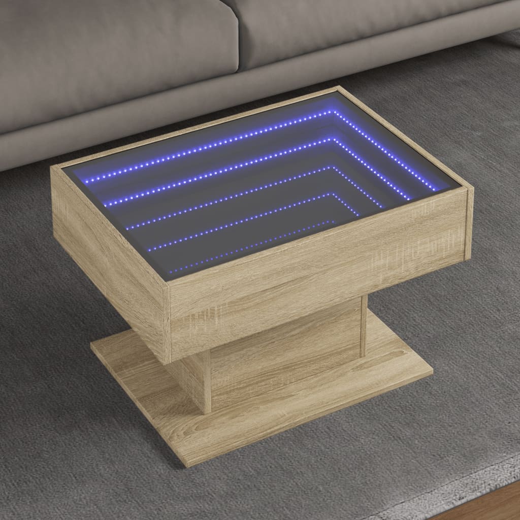 Table basse avec LED chêne sonoma 70x50x45 cm bois d'ingénierie Tables basses vidaXL   