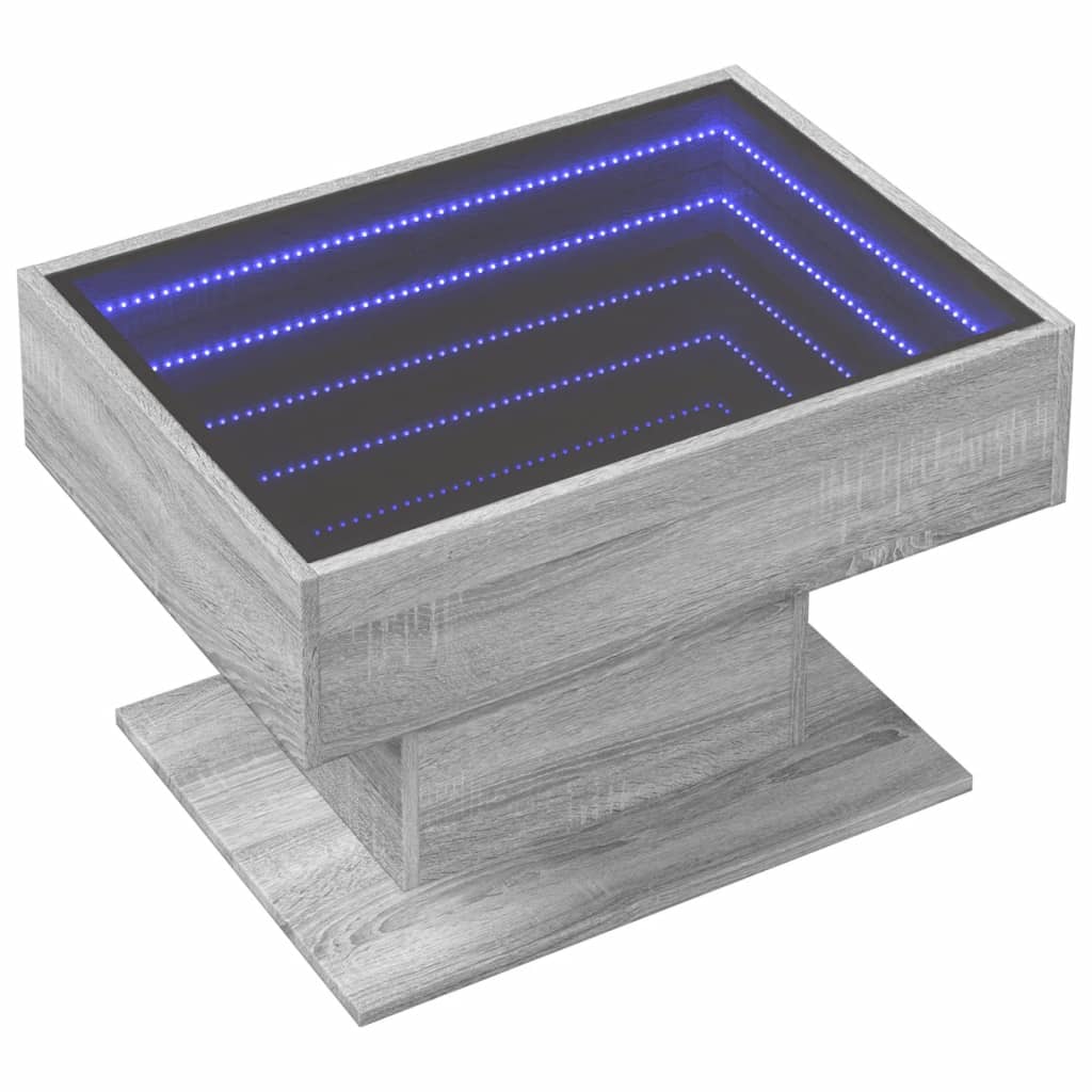 Table basse avec LED sonoma gris 70x50x45 cm bois d'ingénierie Tables basses vidaXL   