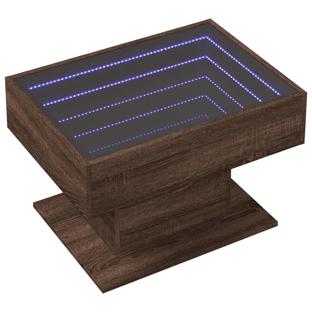 Table basse avec LED chêne marron 70x50x45 cm bois d'ingénierie Tables basses vidaXL   