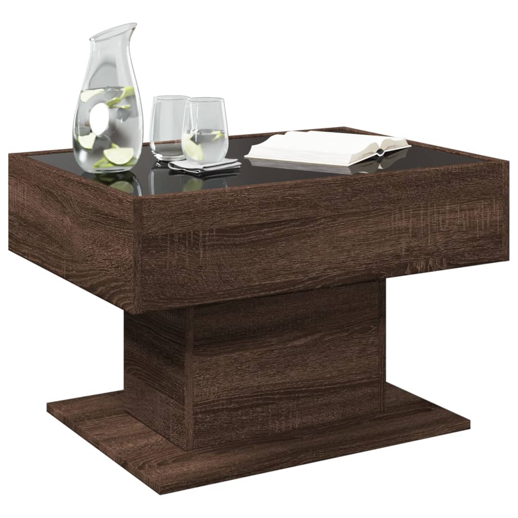 Table basse avec LED chêne marron 70x50x45 cm bois d'ingénierie Tables basses vidaXL   