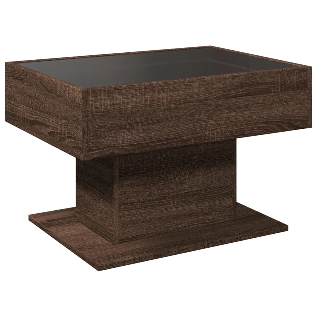 Table basse avec LED chêne marron 70x50x45 cm bois d'ingénierie Tables basses vidaXL   