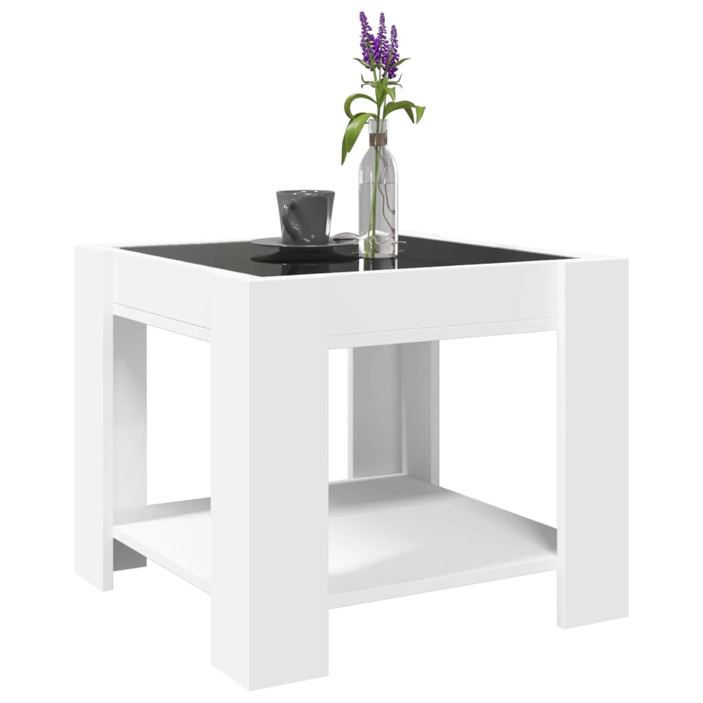 Table basse avec LED blanc 53x53x45 cm bois d'ingénierie Tables basses vidaXL   