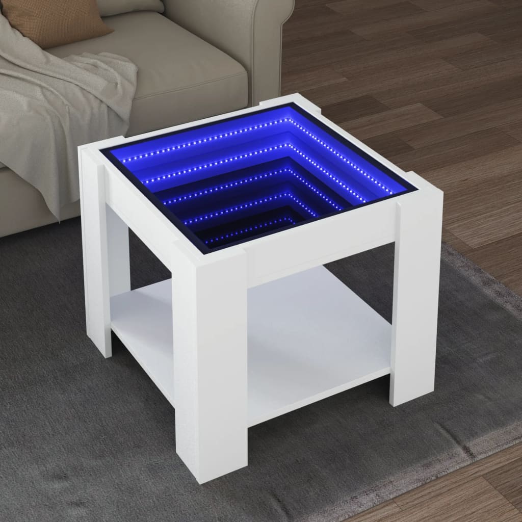 Table basse avec LED blanc 53x53x45 cm bois d'ingénierie Tables basses vidaXL   