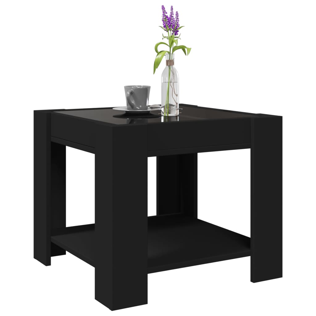 Table basse avec LED noir 53x53x45 cm bois d'ingénierie Tables basses vidaXL   