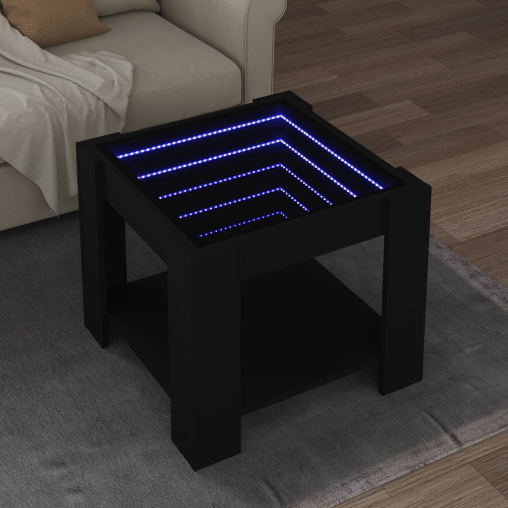 Table basse avec LED noir 53x53x45 cm bois d'ingénierie Tables basses vidaXL   