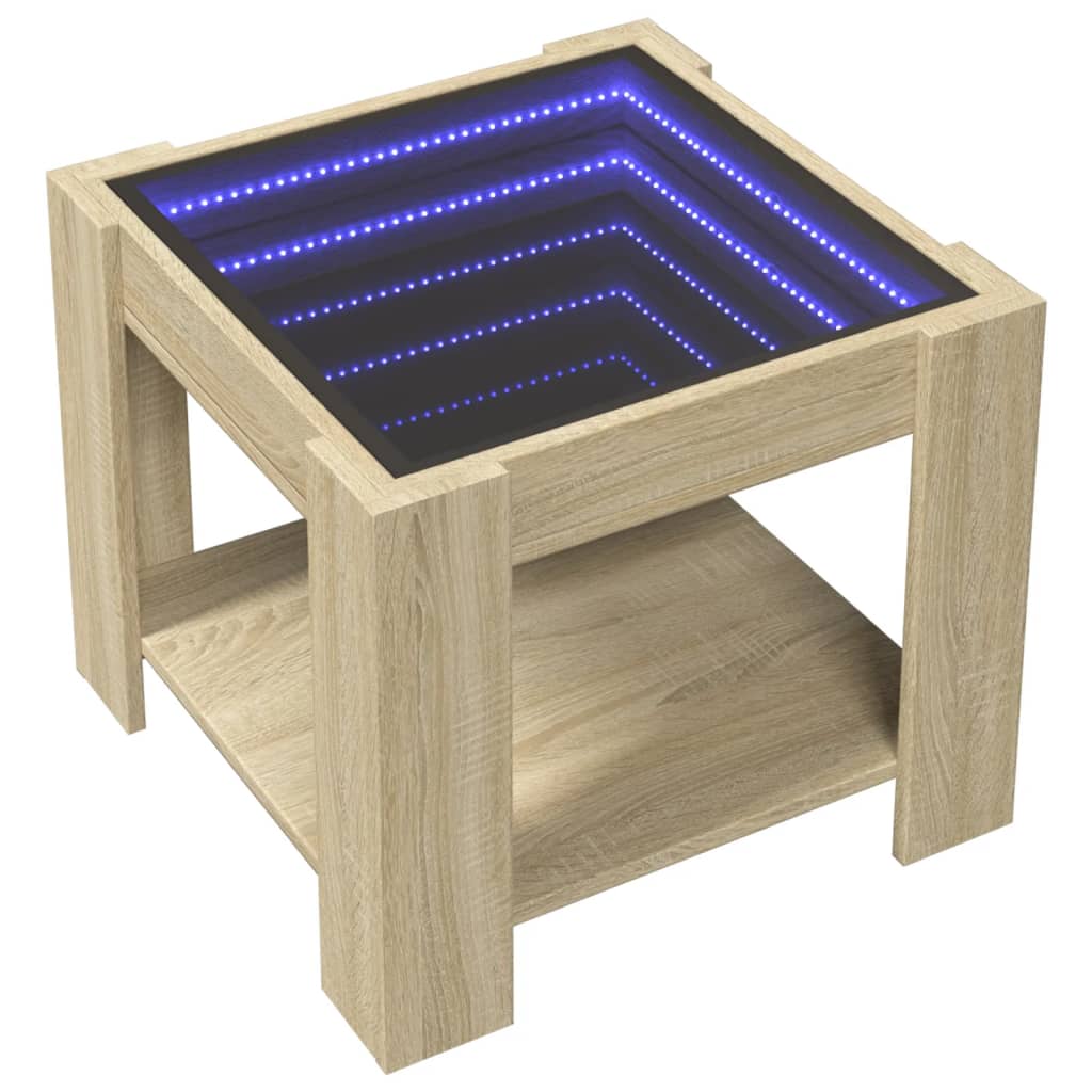 Table basse avec LED chêne sonoma 53x53x45 cm bois d'ingénierie Tables basses vidaXL   