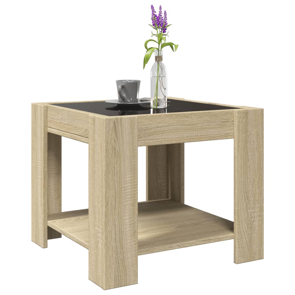 Table basse avec LED chêne sonoma 53x53x45 cm bois d'ingénierie Tables basses vidaXL   