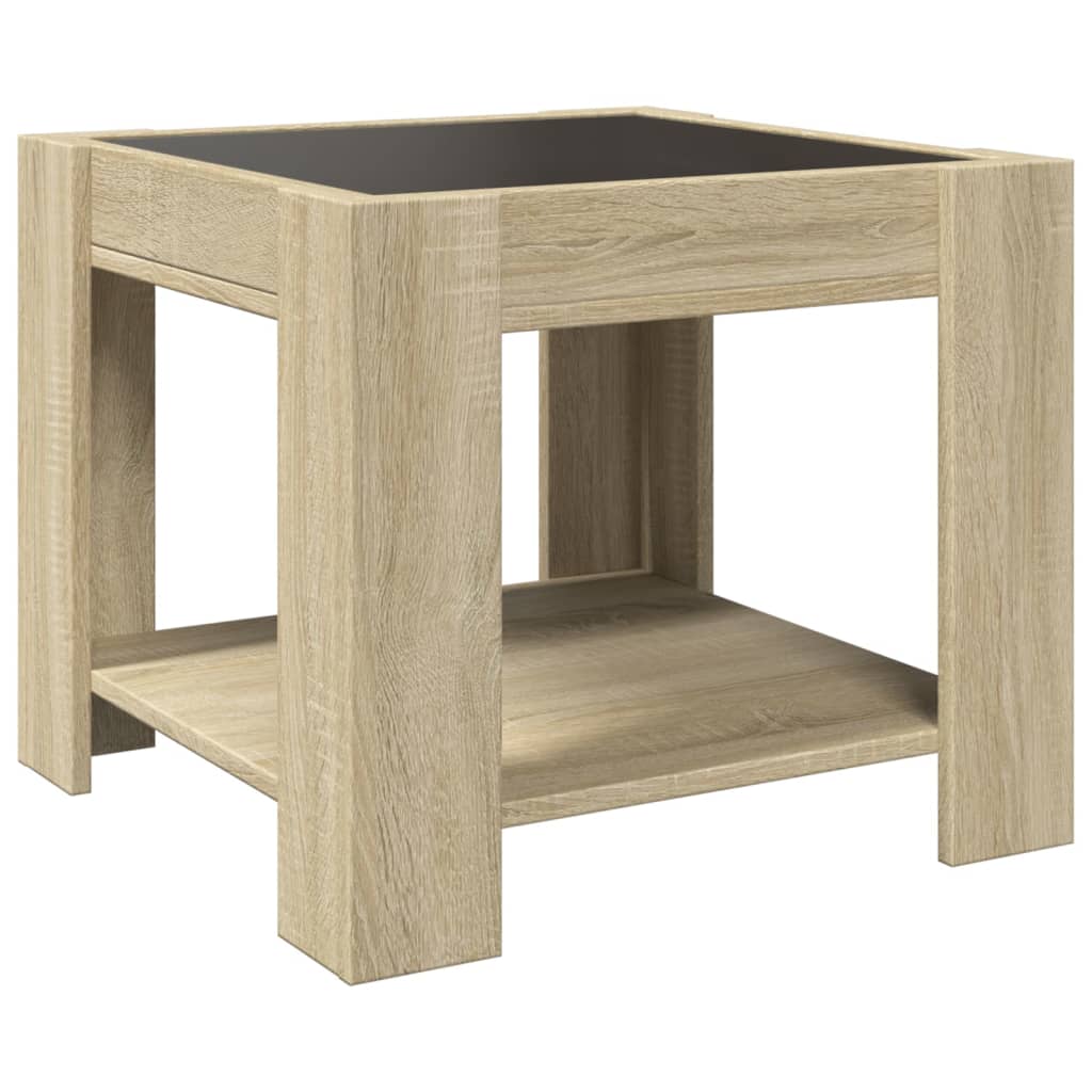 Table basse avec LED chêne sonoma 53x53x45 cm bois d'ingénierie Tables basses vidaXL   