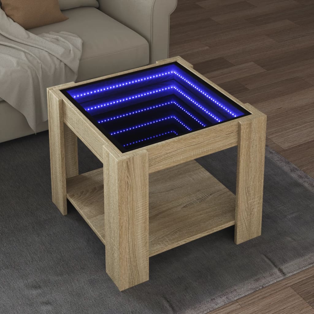 Table basse avec LED chêne sonoma 53x53x45 cm bois d'ingénierie Tables basses vidaXL   