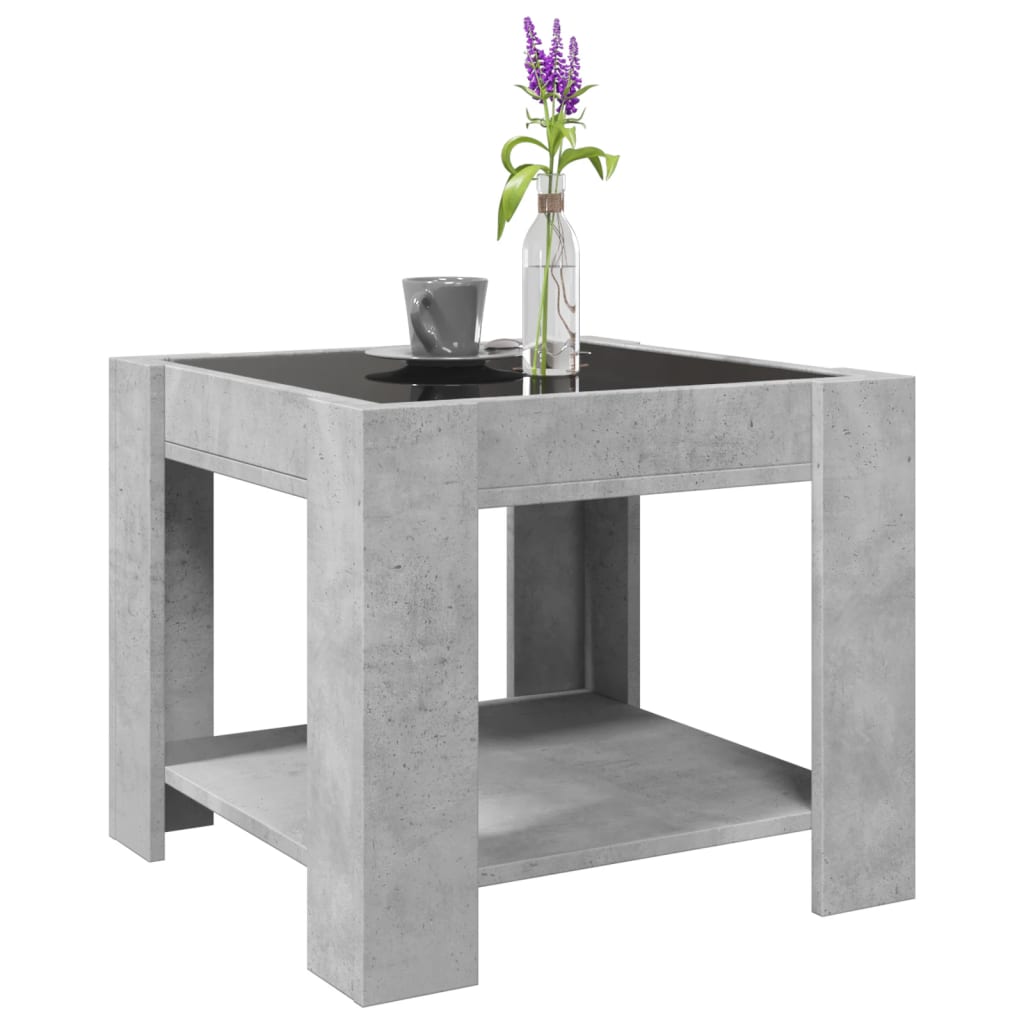 Table basse avec LED gris béton 53x53x45 cm bois d'ingénierie Tables basses vidaXL   