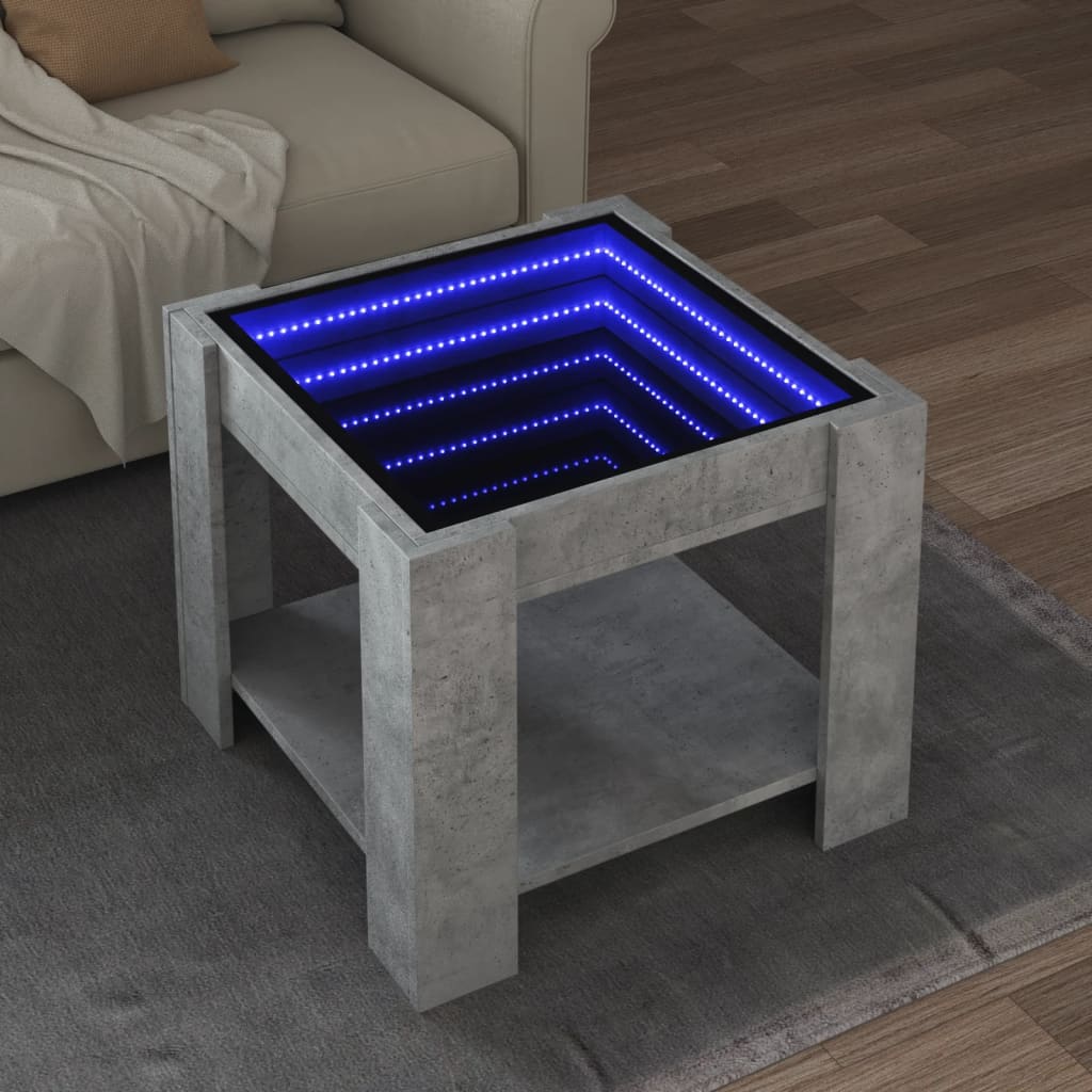 Table basse avec LED gris béton 53x53x45 cm bois d'ingénierie Tables basses vidaXL   