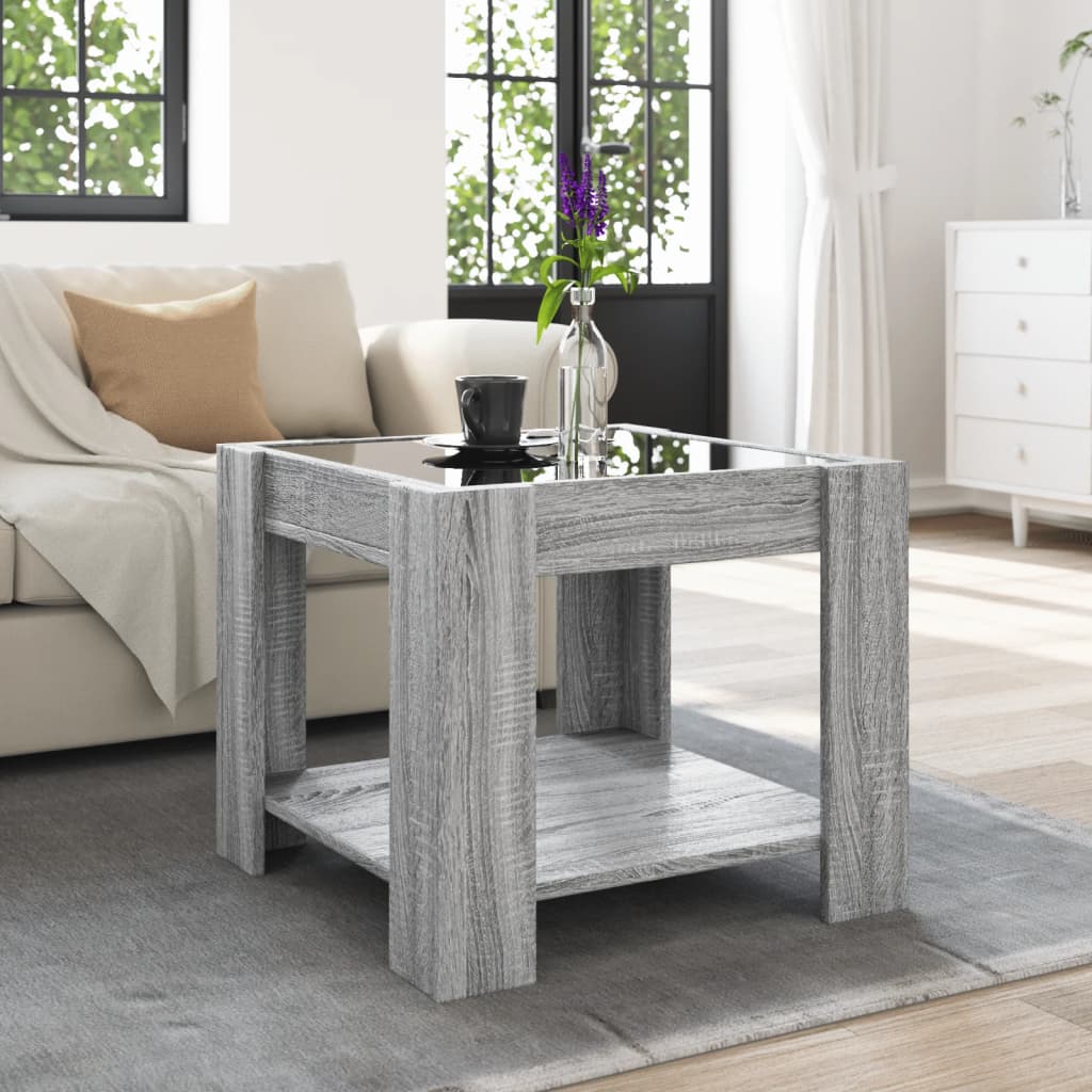 Table basse avec LED sonoma gris 53x53x45 cm bois d'ingénierie Tables basses vidaXL   