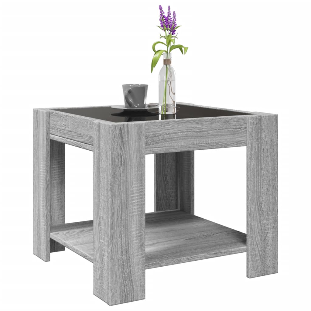 Table basse avec LED sonoma gris 53x53x45 cm bois d'ingénierie Tables basses vidaXL   