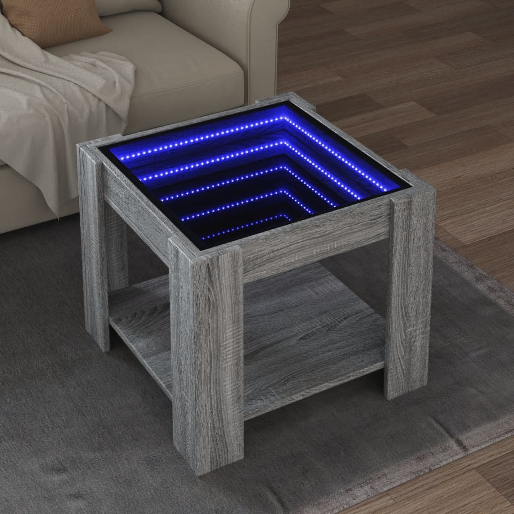 Table basse avec LED sonoma gris 53x53x45 cm bois d'ingénierie Tables basses vidaXL   