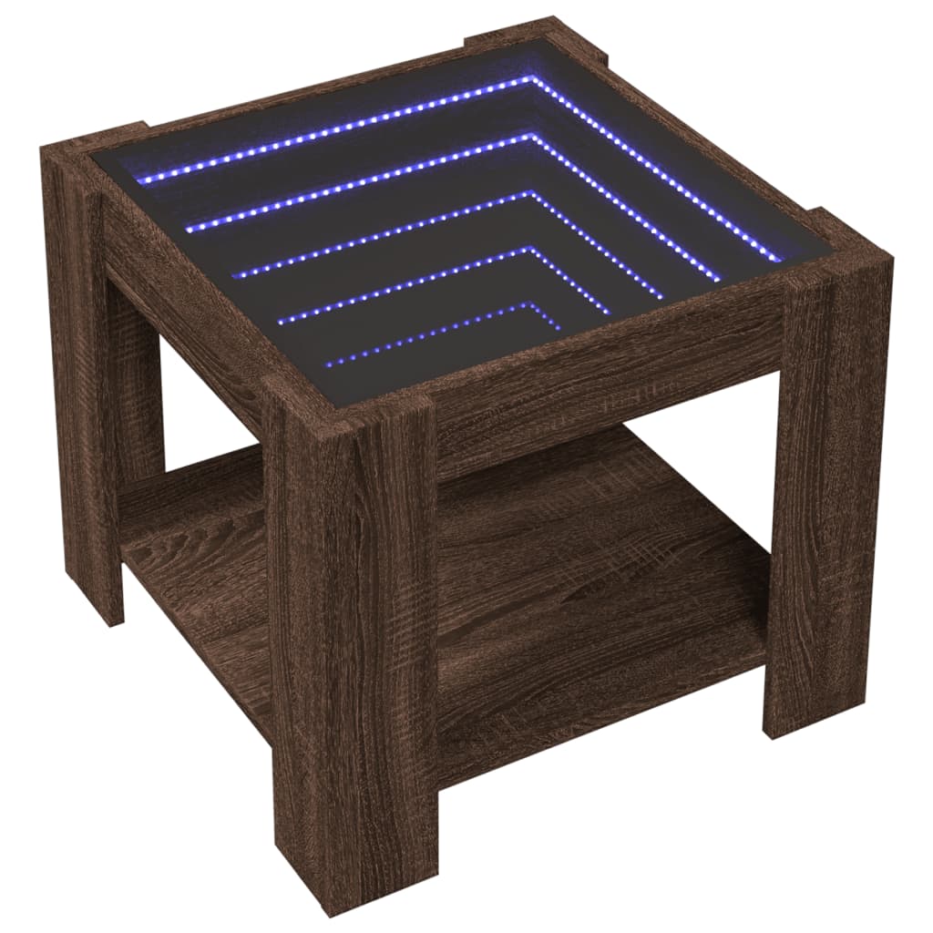 Table basse avec LED chêne marron 53x53x45 cm bois d'ingénierie Tables basses vidaXL   