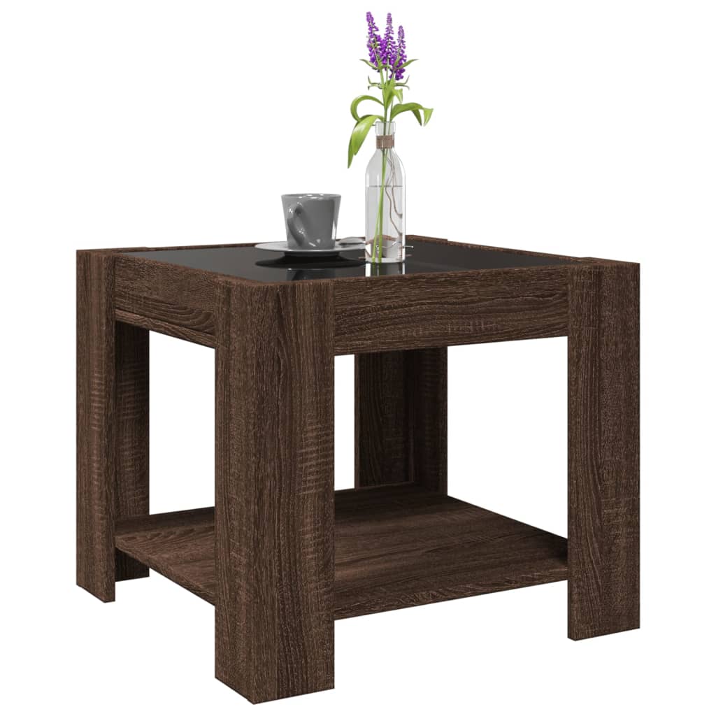 Table basse avec LED chêne marron 53x53x45 cm bois d'ingénierie Tables basses vidaXL   