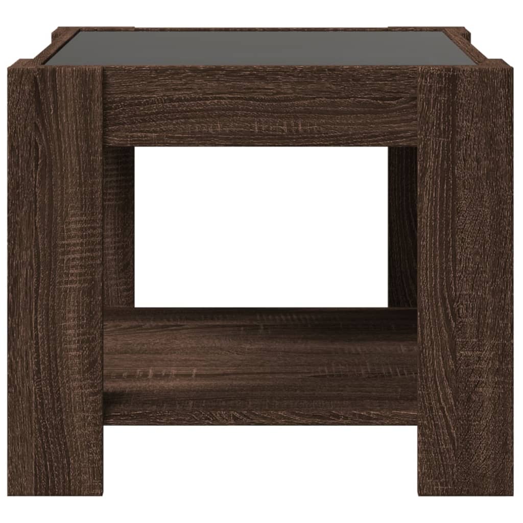 Table basse avec LED chêne marron 53x53x45 cm bois d'ingénierie Tables basses vidaXL   