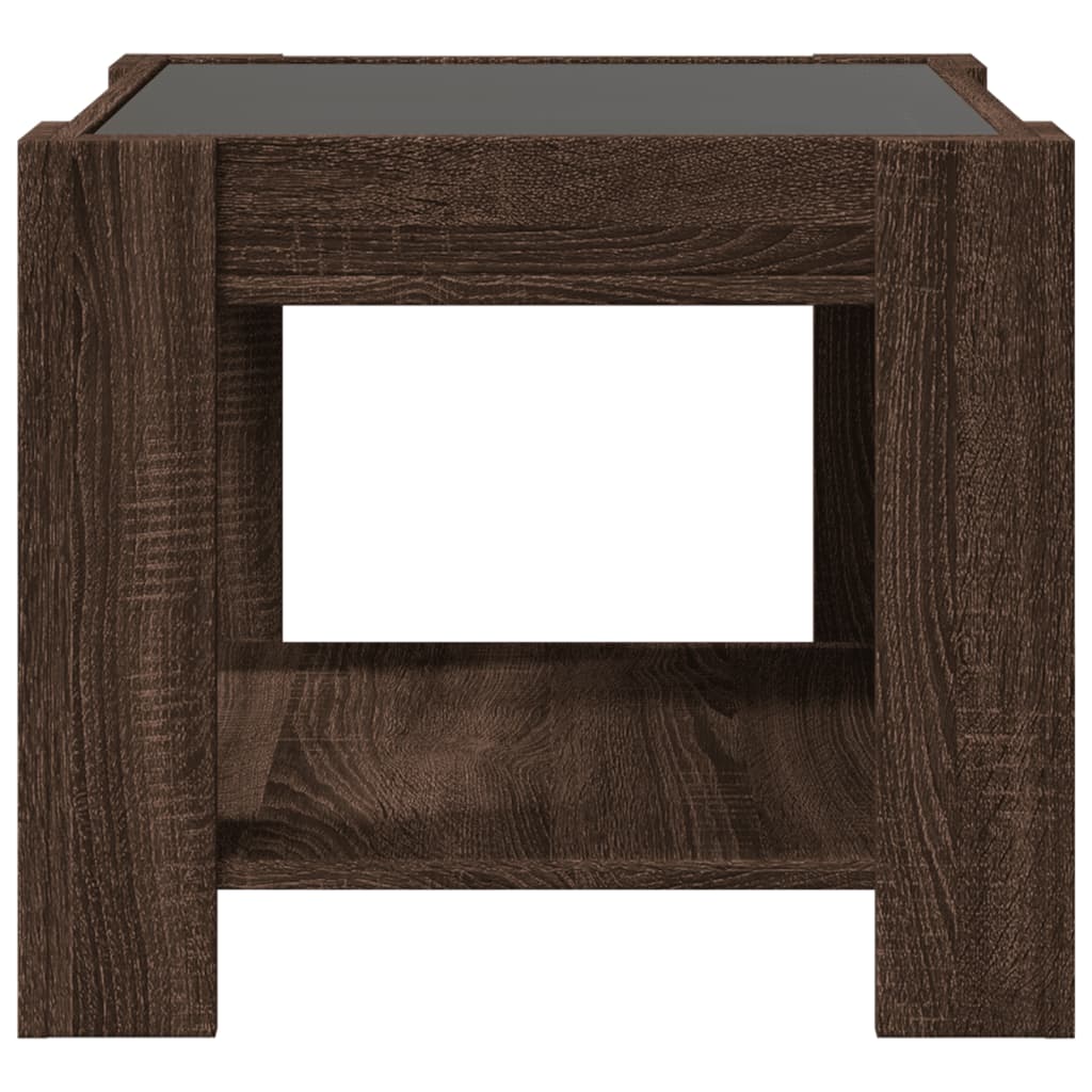 Table basse avec LED chêne marron 53x53x45 cm bois d'ingénierie Tables basses vidaXL   