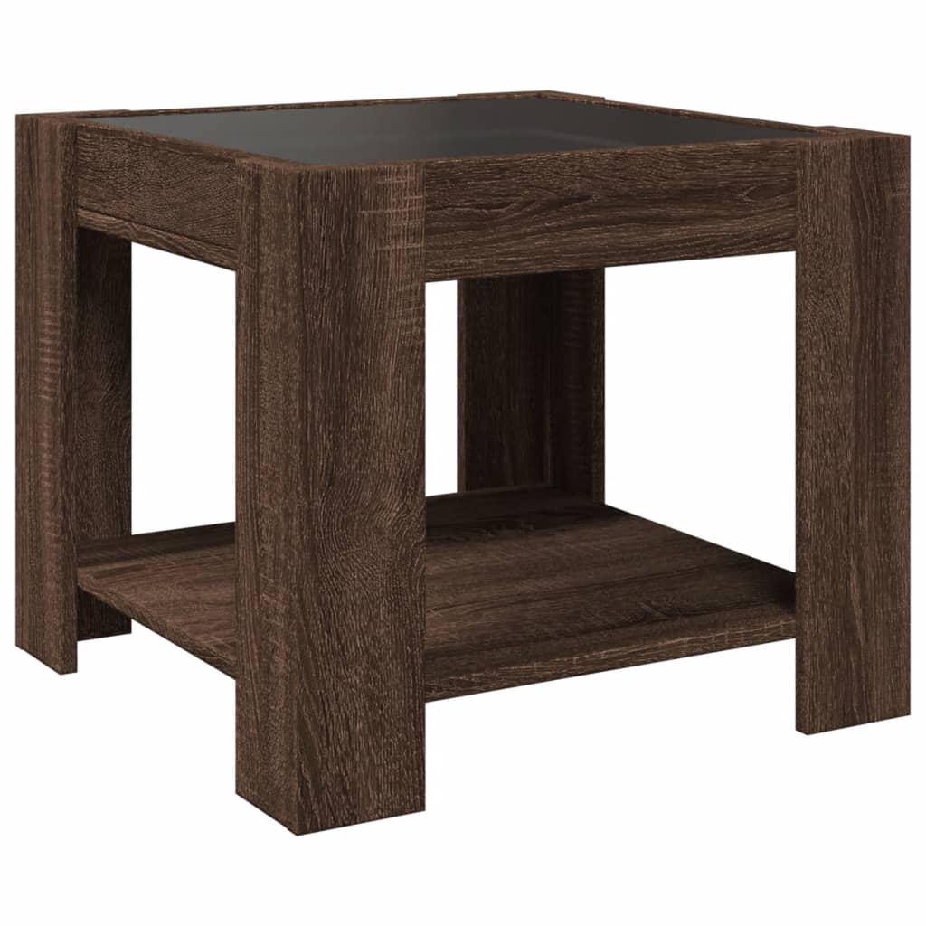 Table basse avec LED chêne marron 53x53x45 cm bois d'ingénierie Tables basses vidaXL   