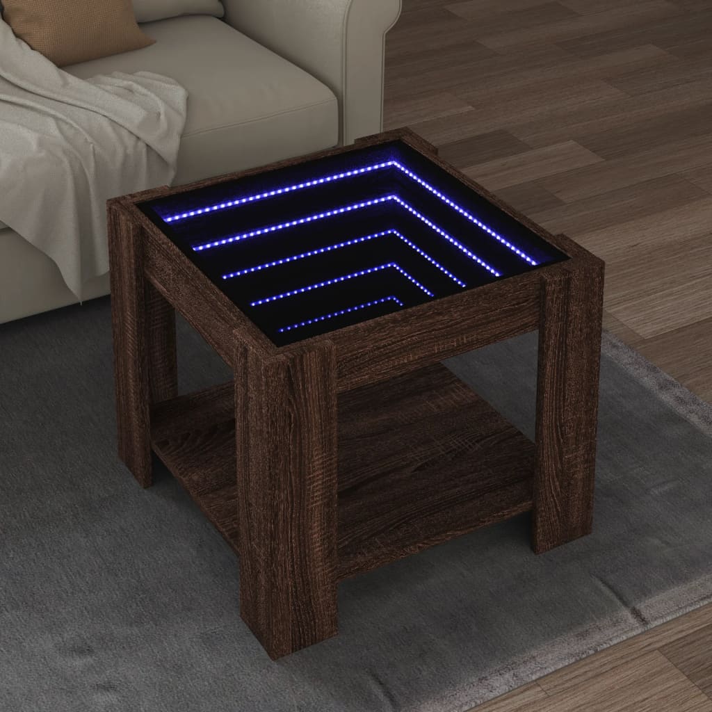 Table basse avec LED chêne marron 53x53x45 cm bois d'ingénierie Tables basses vidaXL   