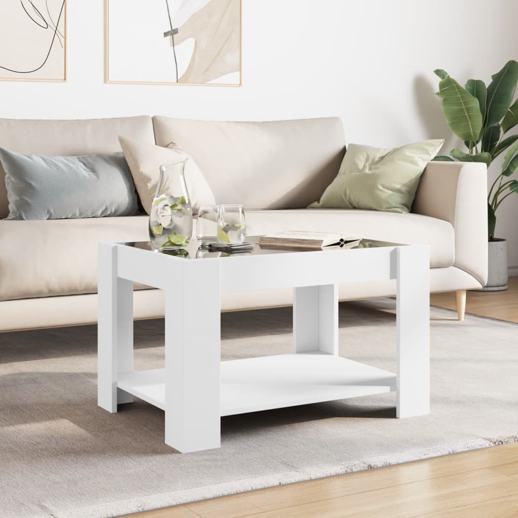 Table basse avec LED blanc 73x53x45 cm bois d'ingénierie Tables basses vidaXL   