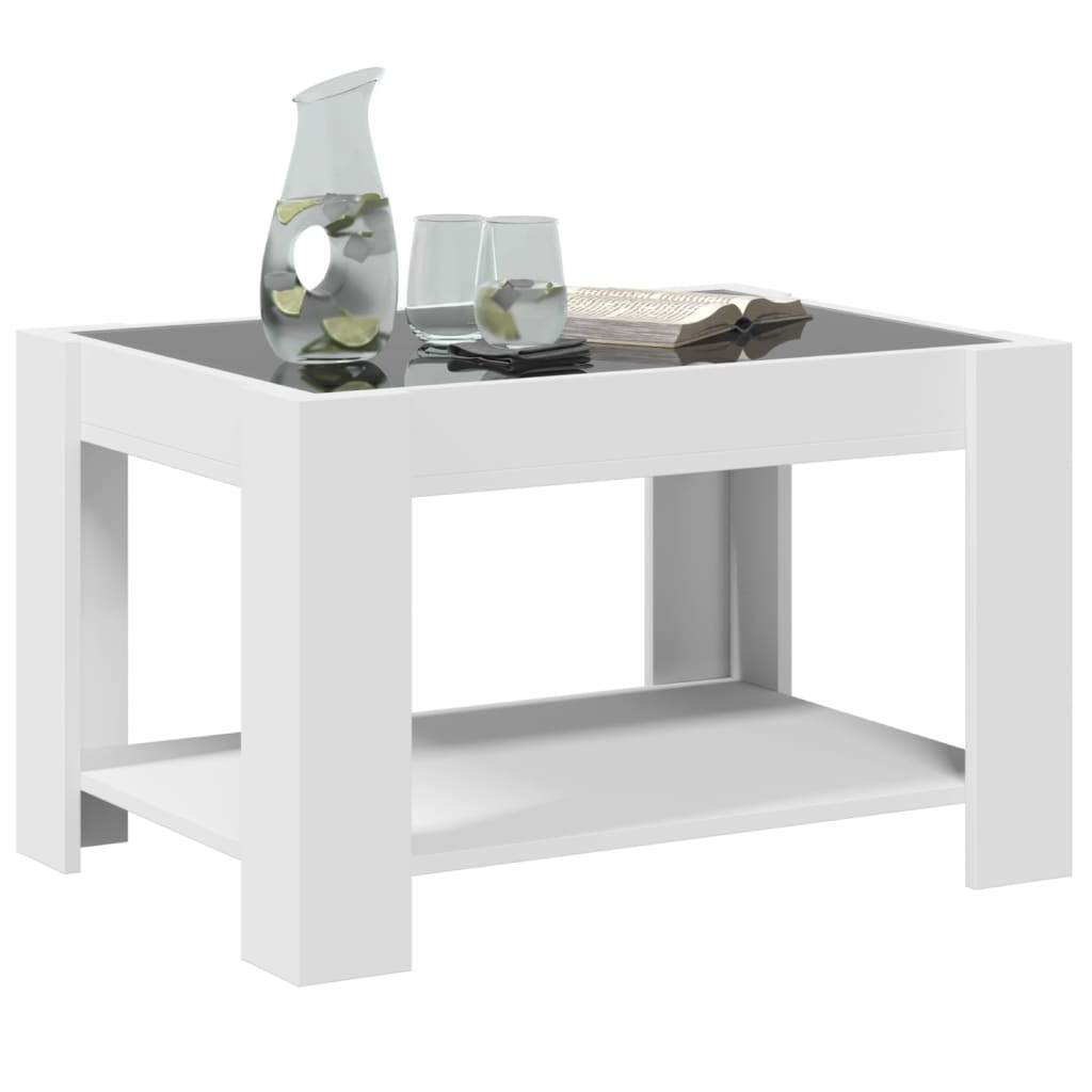 Table basse avec LED blanc 73x53x45 cm bois d'ingénierie Tables basses vidaXL   