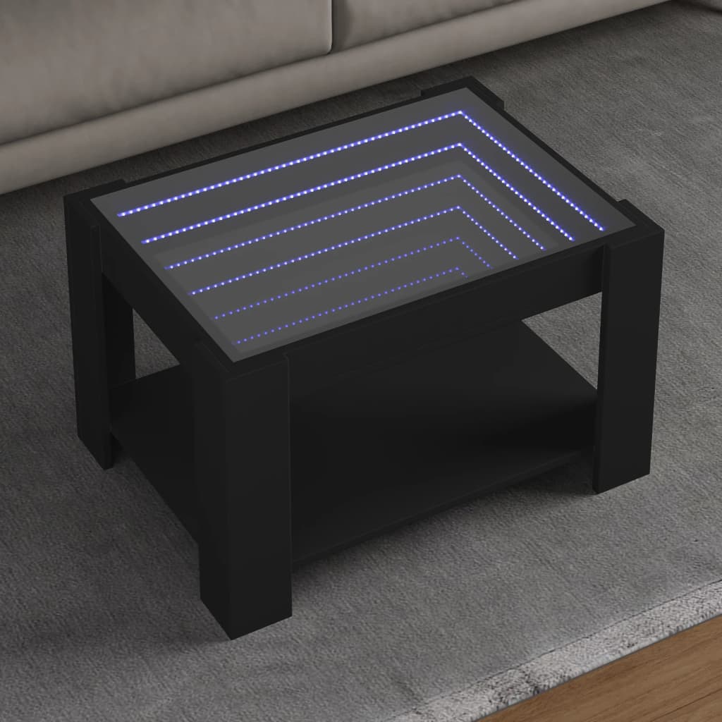 Table basse avec LED noir 73x53x45 cm bois d'ingénierie Tables basses vidaXL   