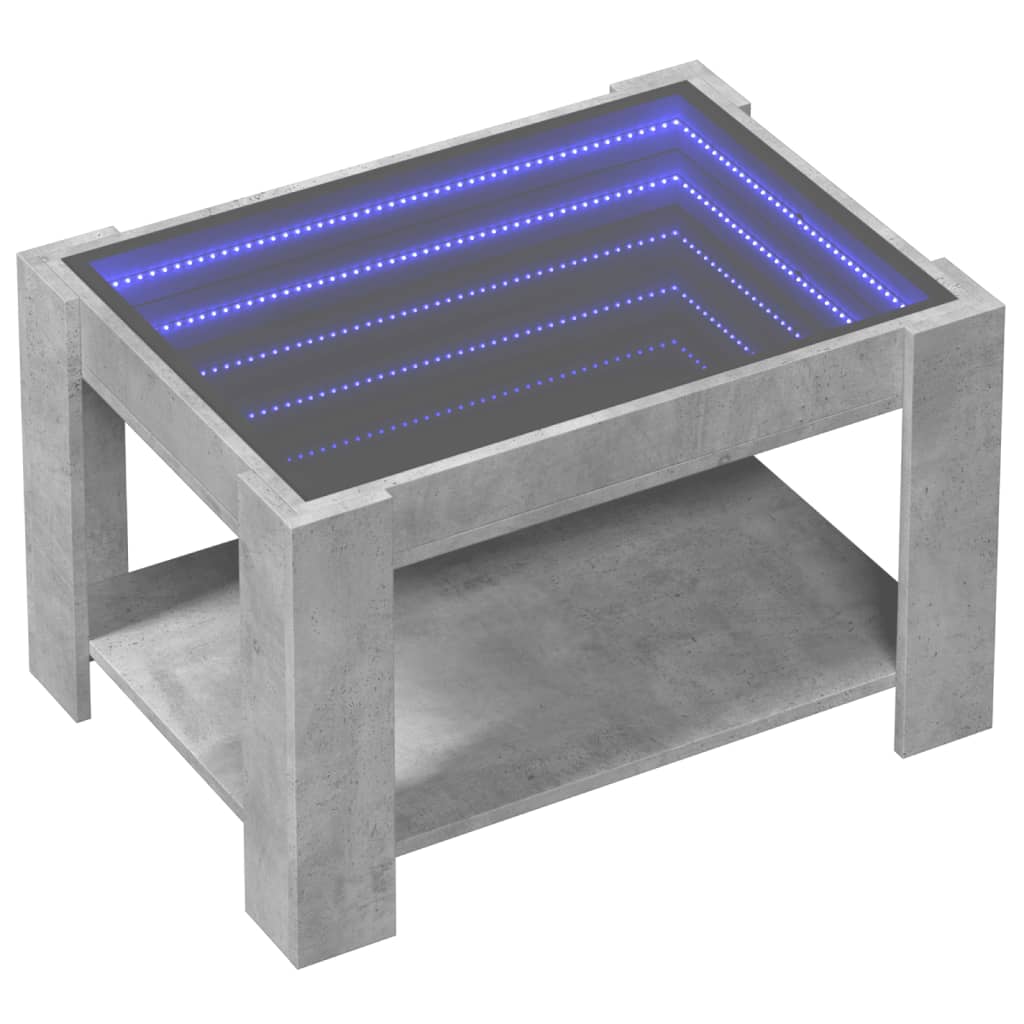 Table basse avec LED gris béton 73x53x45 cm bois d'ingénierie Tables basses vidaXL   